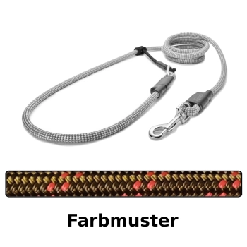EASYLONG Hundeleine - M - 3,5m - braun mit roten Linien